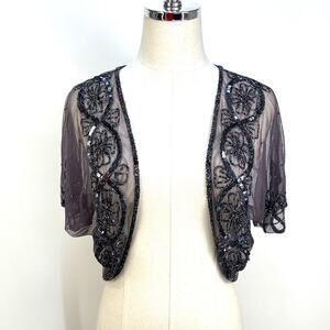 Rue21 Beaded Mesh Shrug Bolero Gray Y2K